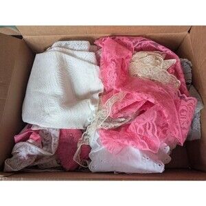 Box of lace by the yard eyelet ivory pink white lace